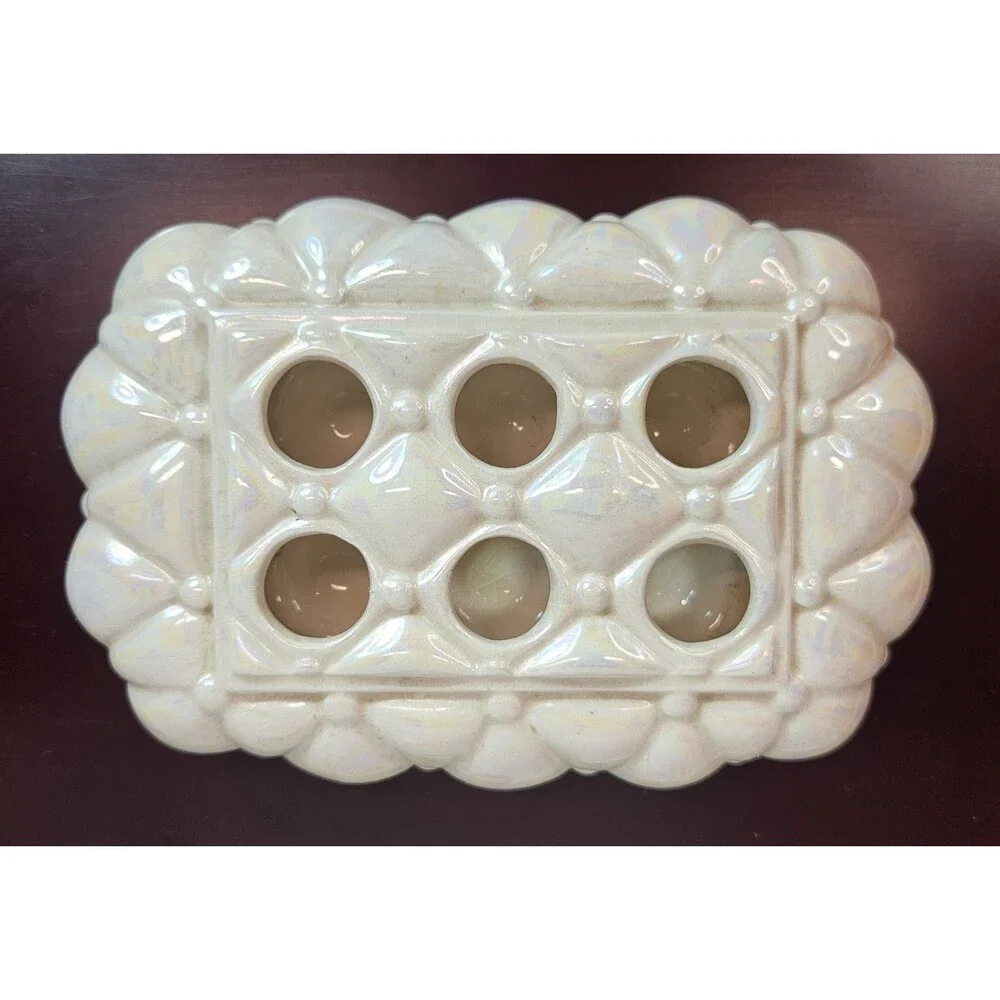 Vintage Opalescent Ceramic 6 Compartment Lipstick Holder